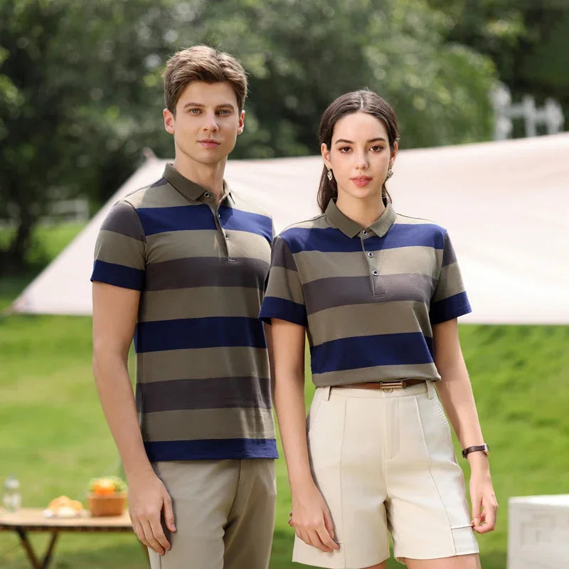 New Summer Men Classic Striped Polo Mens Cotton Short-Sleeved Embroidered Business Casual Hot Polo Shirt Male Dropshipping